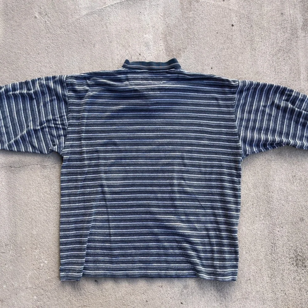 VTG Chereskin Striped Velour Long Sleeve Polo‎ Mens Size Large